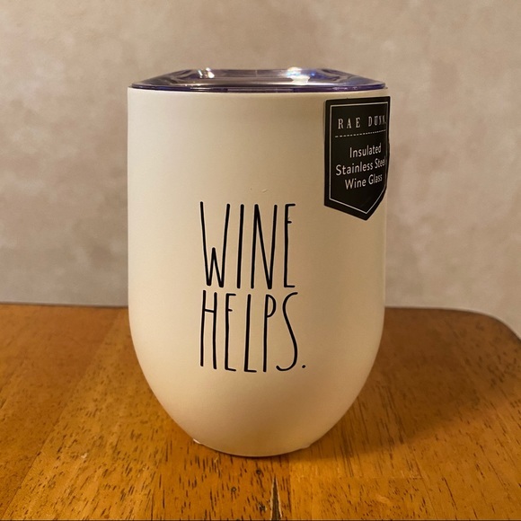 Rae Dunn WINE HELPS Insulated Stainless Steel Wine Glass BRAND NEW!! - Picture 1 of 3
